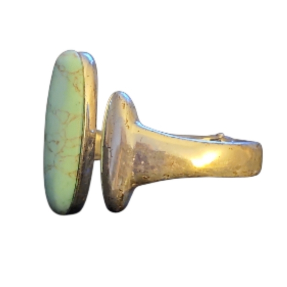 ROBERT LEE MORRIS Soho Silver Hinged Cuff Bracelet Turquoise Color Stone Boho - Picture 2 of 8